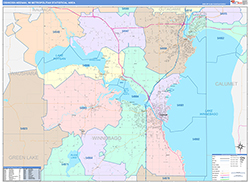 Oshkosh-Neenah Metro Area Wall Map Color Cast Style 2026